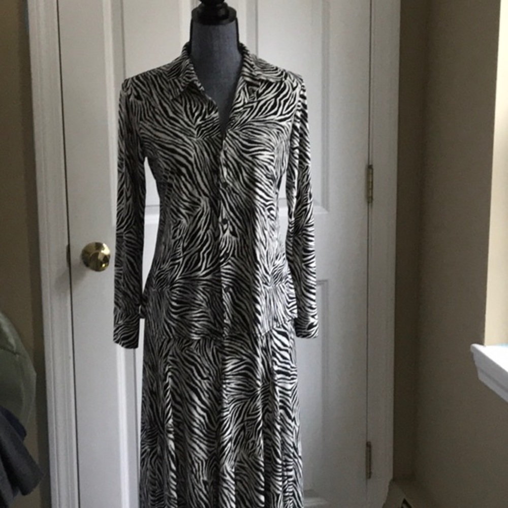 Chico’s zebra skirt and shirt set